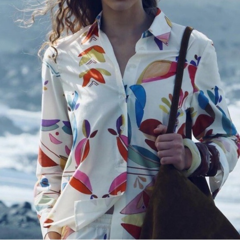 Zara Multicolor Abstract Print Shirt